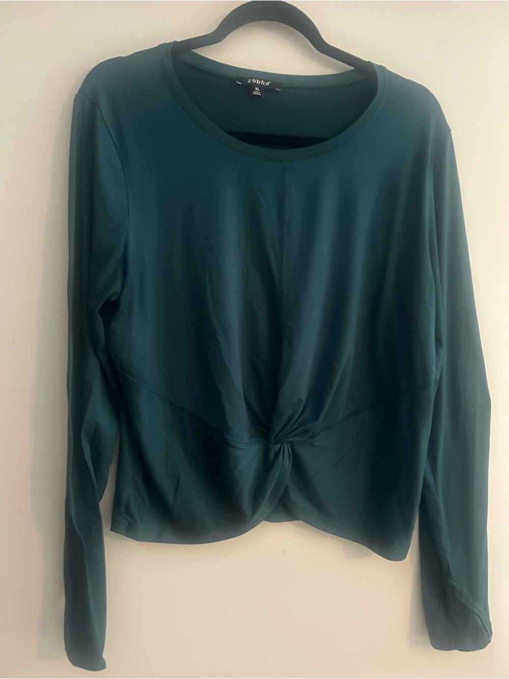 Zobha Deep Teal Long-Sleeve Twist-Front Top